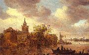Jan van  Goyen A Church and a Farm on the Bank of a River Germany oil painting reproduction